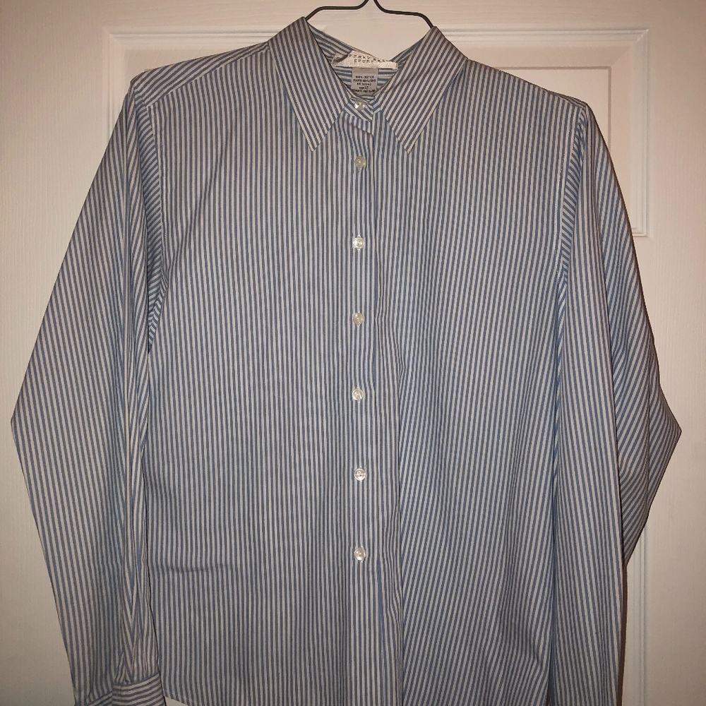 Blue and White Pin Striped Button Down